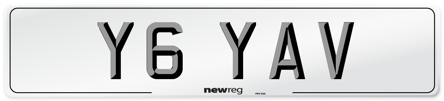 Y6 YAV Number Plate from New Reg